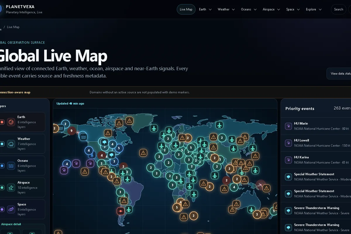 Preview of PlanetVexa’s global Live Map